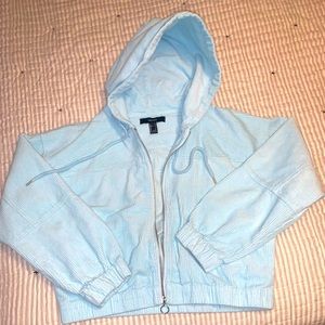 Forever 21 corduroy cropped bomber jacket with hood